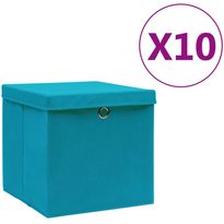 Säilytyslaatikot kansilla 10 kpl 28x28x28 cm vaaleansininen