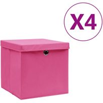 Säilytyslaatikot kansilla 4 kpl 28x28x28 cm pinkki