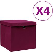 Säilytyslaatikot kansilla 4 kpl 28x28x28 cm tummanpunainen