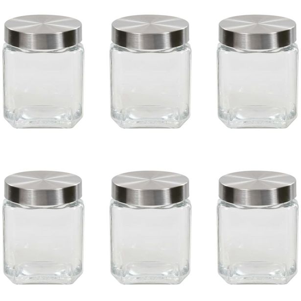 Säilytyspurkit hopeisella kannella 6 kpl 1200 ml_1