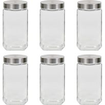 Säilytyspurkit hopeisella kannella 6 kpl 2100 ml