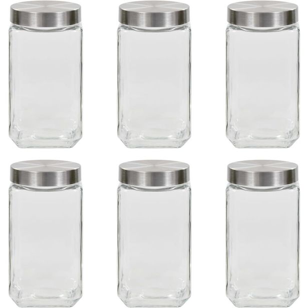 Säilytyspurkit hopeisella kannella 6 kpl 2100 ml_1