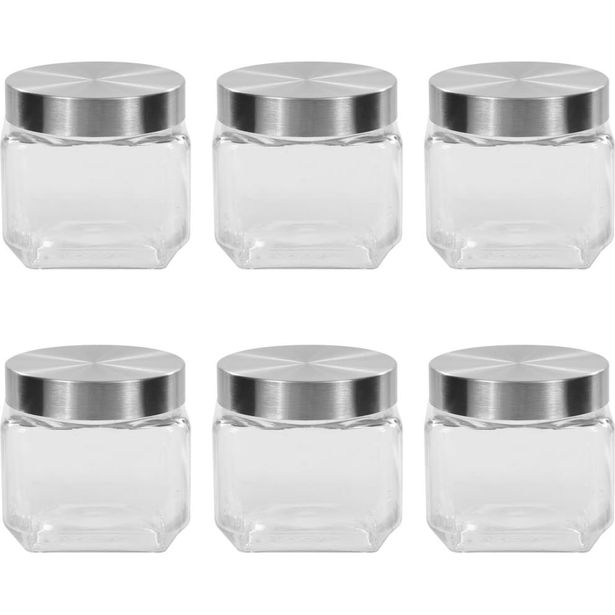 Säilytyspurkit hopeisella kannella 6 kpl 800 ml_1