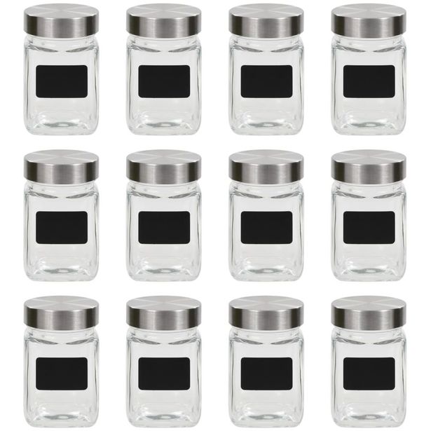 Säilytyspurkit tarroilla 12 kpl 300 ml_1