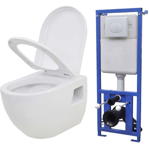 Seinään kiinnitettävä WC ja piilotettu säiliö keramia
