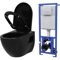 Seinään kiinnitettävä WC piilotettu säiliö musta keraaminen