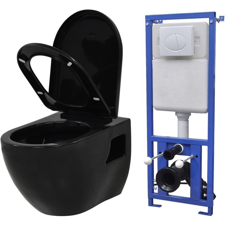 Seinään kiinnitettävä WC piilotettu säiliö musta keraaminen