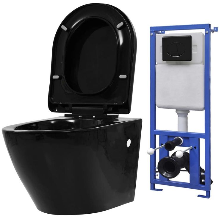 Seinään kiinnitettävä WC piilotetulla säiliöllä keraaminen musta