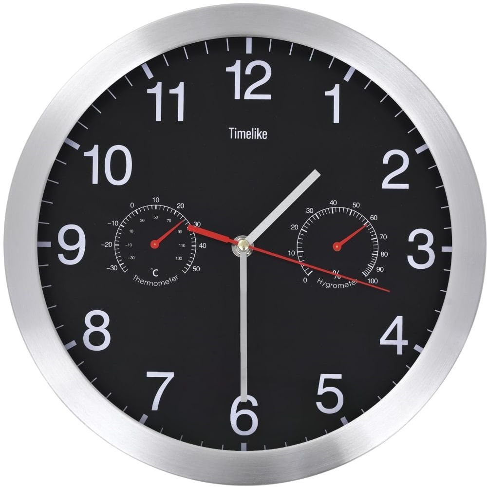 Seinäkello kvartsikoneisto kosteus- & lämpömittari 30 cm