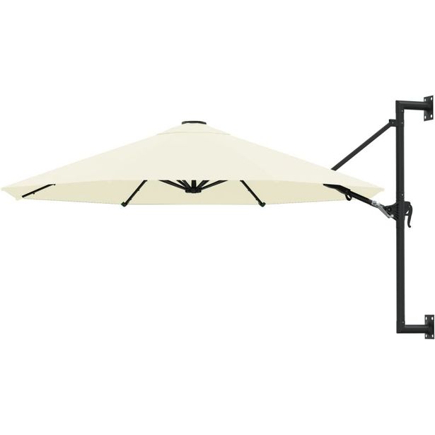 Seinäkiinnitteinen aurinkovarjo metallitangolla 300cm hiekka_1