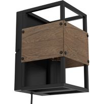 Seinävalaisin Eglo Evesham, 40W, 14x24cm, musta/tummanruskea puu