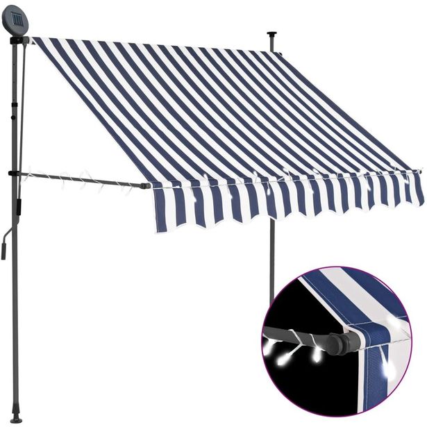 Sisäänkelattava markiisi ledillä 100 cm sininen ja valkoinen_1