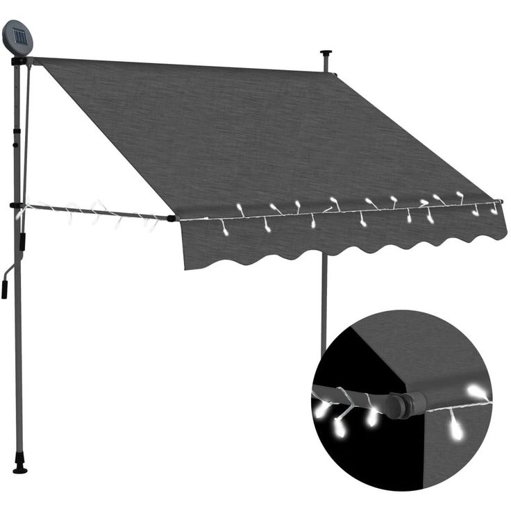 Sisäänkelattava markiisi ledillä 150 cm antrasiitti_1