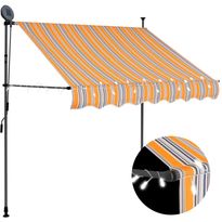 Sisäänkelattava markiisi ledillä 150 cm keltainen ja sininen