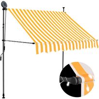 Sisäänkelattava markiisi ledillä 150 cm valkoinen ja oranssi