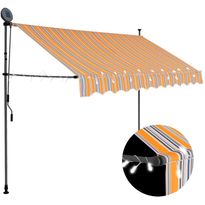 Sisäänkelattava markiisi ledillä 250 cm keltainen ja sininen