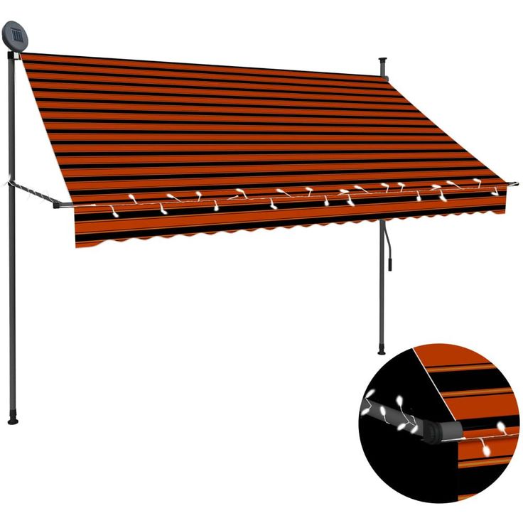 Sisäänkelattava markiisi ledillä 250 cm oranssi ja ruskea_1