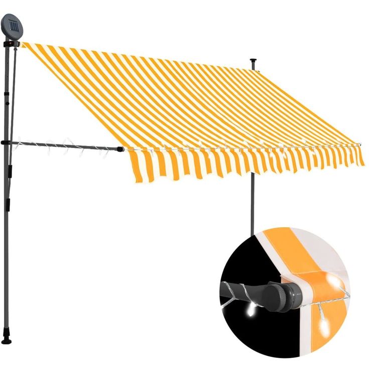 Sisäänkelattava markiisi ledillä 250 cm valkoinen ja oranssi_1
