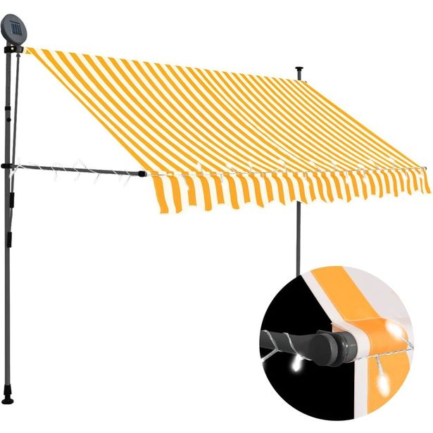 Sisäänkelattava markiisi ledillä 300 cm valkoinen ja oranssi_1