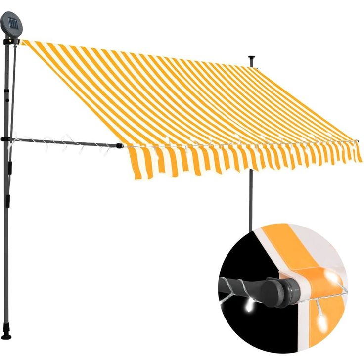 Sisäänkelattava markiisi ledillä 300 cm valkoinen ja oranssi_1