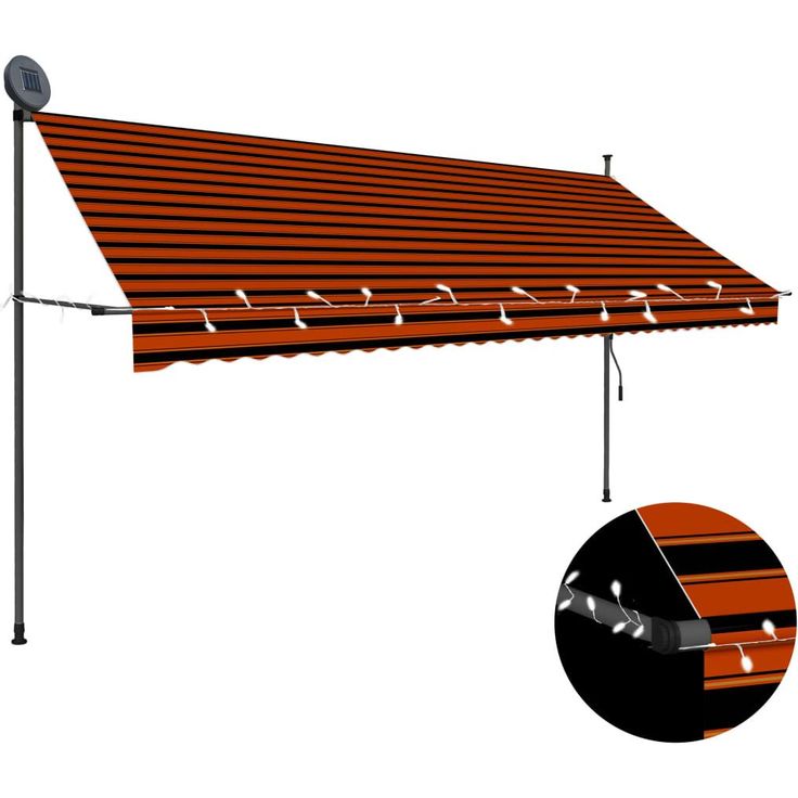 Sisäänkelattava markiisi ledillä 350 cm oranssi ja ruskea_1