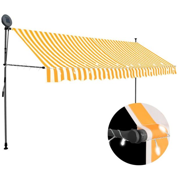 Sisäänkelattava markiisi ledillä 350 cm valkoinen ja oranssi_1