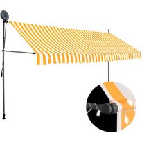 Sisäänkelattava markiisi ledillä 400 cm valkoinen ja oranssi