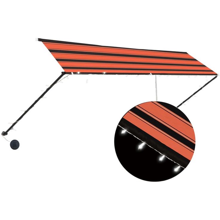 Sisäänkelattava markiisi ledillä 400x150cm oranssi ja ruskea_1