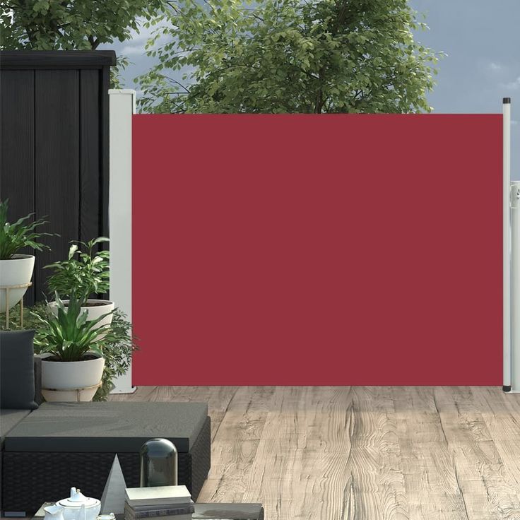 Sisäänvedettävä terassin sivumarkiisi 100x500 cm punainen_1