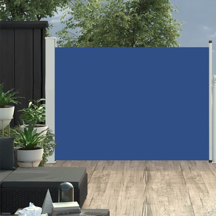 Sisäänvedettävä terassin sivumarkiisi 120x500 cm sininen_1