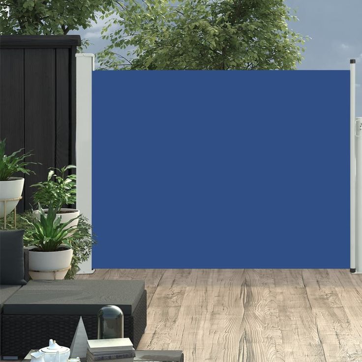 Sisäänvedettävä terassin sivumarkiisi 170x500 cm sininen_1