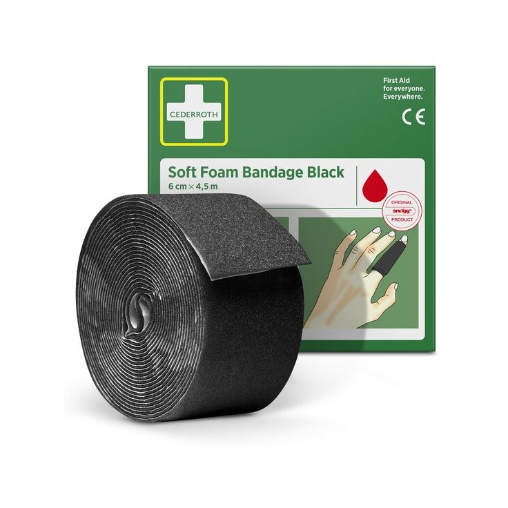 Soft Foam -laastari Cederroth musta 6 cm x 4,5 m