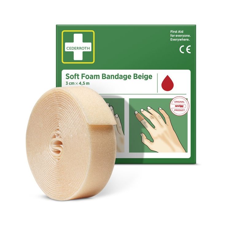 Soft Foam -laastari Cederroth beige 3 cm x 4,5 m
