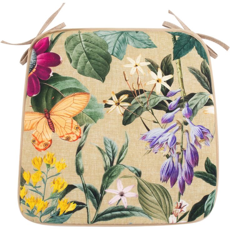 Chair pad AMAZONIA 39x39cm, beige floral