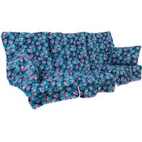 Pihakeinun pehmusteet Home4You ROMA 108x56x10 cm, 3 kpl, lehtikuosi, sininen
