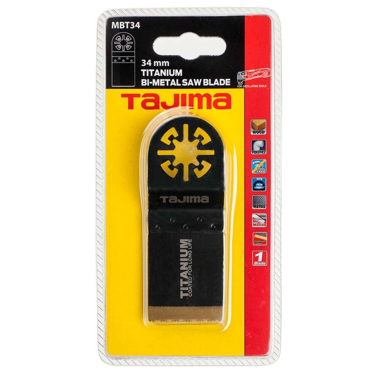 Monitoimityökalun sahanterä Tajima BiMetal, titaanipinnoitettu 34mm, puulle, muoville ja metallille