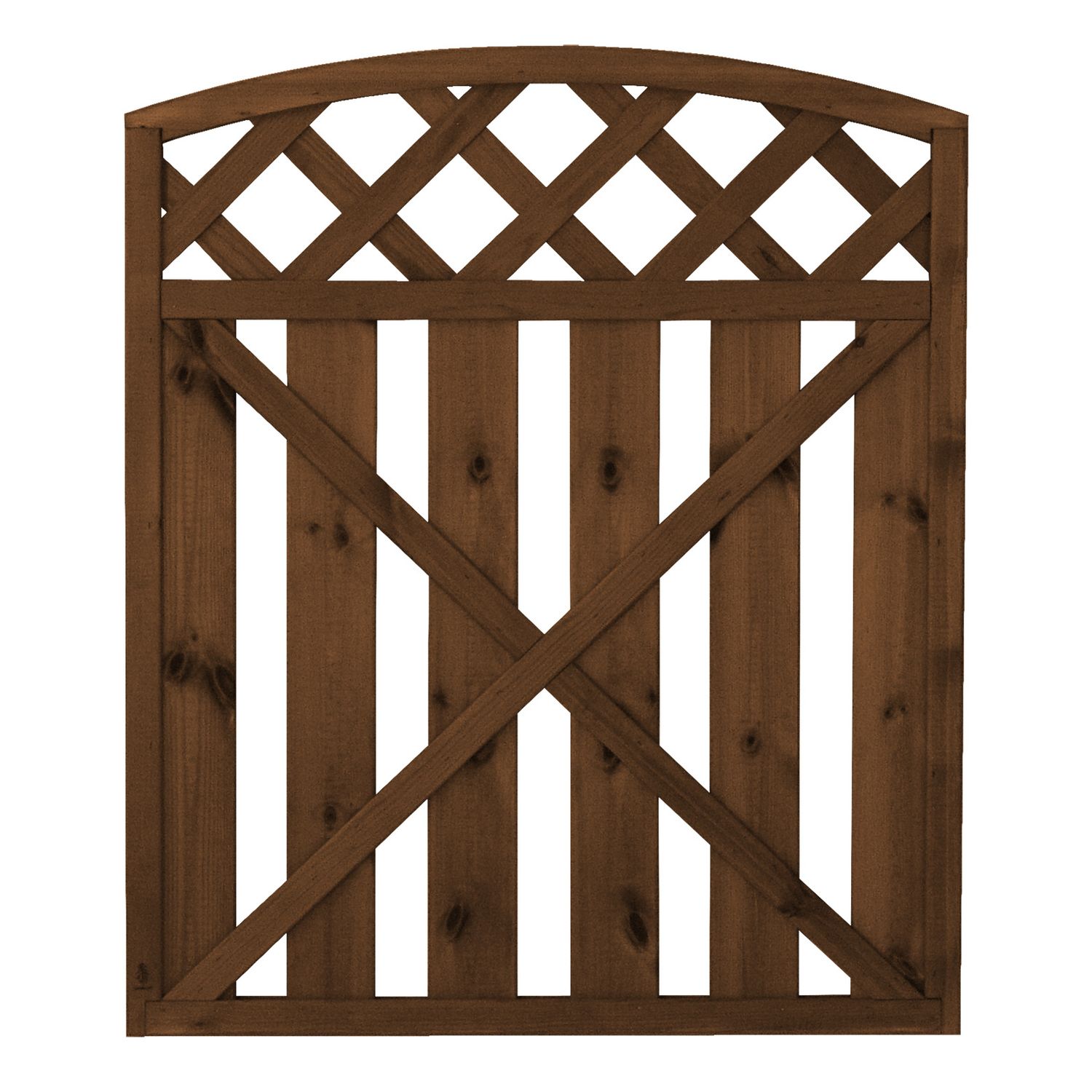 Porttielementti Lehtoharju A30R 900x980/1050 mm kaareva pystylauta + vinoristikko ruskea