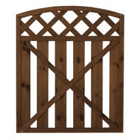Porttielementti Lehtoharju A30R 900x980/1050 mm kaareva pystylauta + vinoristikko ruskea