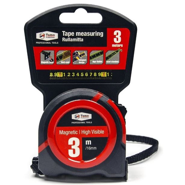 Magneettinen mittanauha Tamo Tamoline 3 m x 16mm
