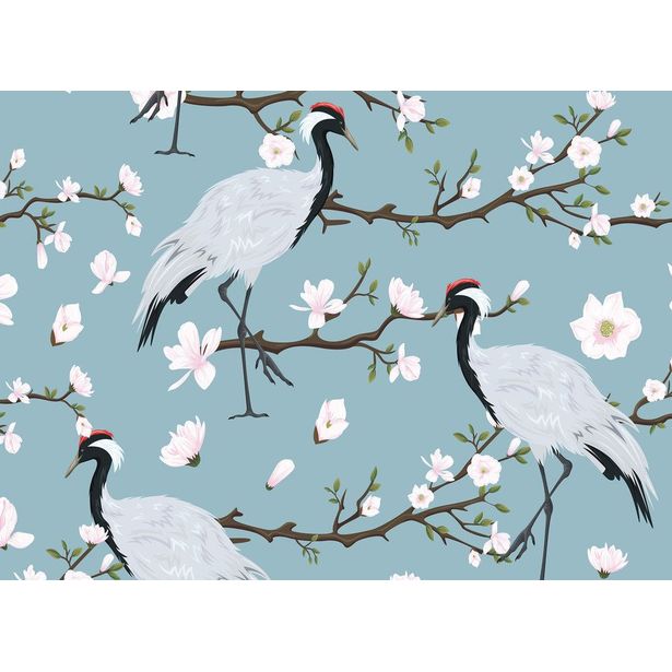 Kuvatapetti A.S. Creation Designwalls Japanese Cranes, 350x255cm, sininen