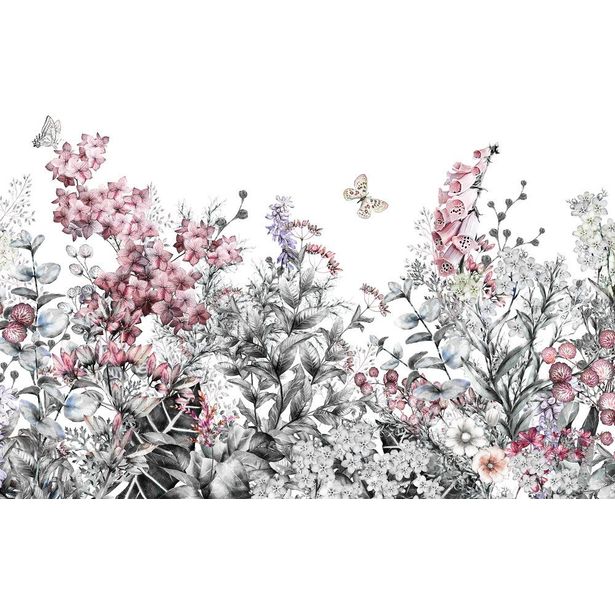 Kuvatapetti A.S. Creation Designwalls FlowerPainting, 350x255cm, harmaa