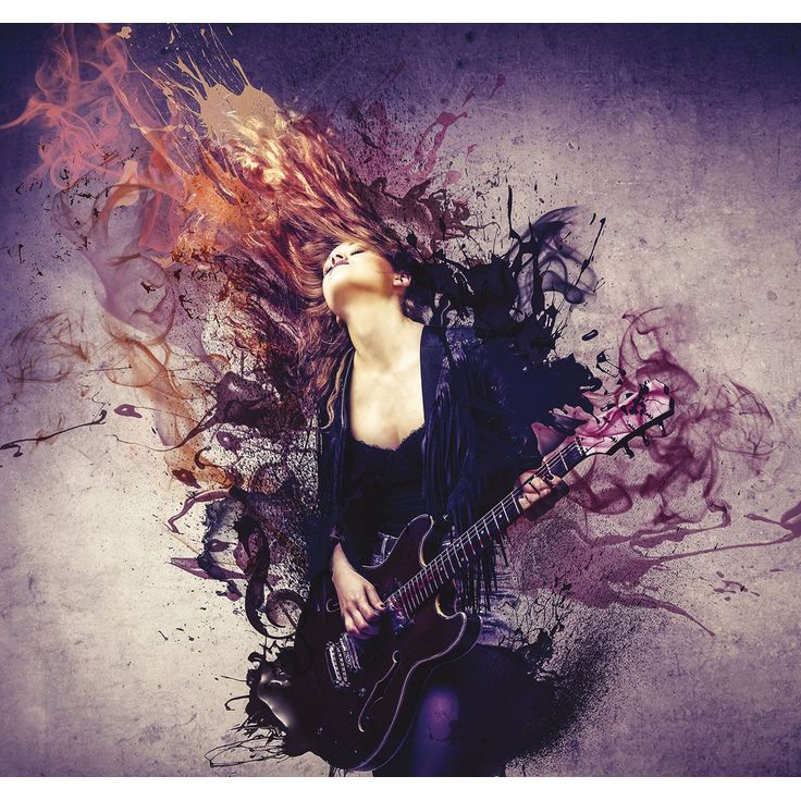 Kuvatapetti Galerie Grunge Digital Guitar Girl, 250x265cm