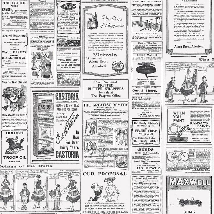Tapetti Galerie Just Kitchens Newspaper, mustavalkoinen