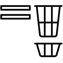 2 x hylly, 1 x pyykkikori, 1 x säilytyskori