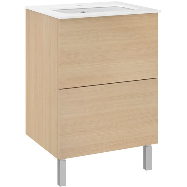 Allaskaappi altaalla Temal Ilona 2, 61x50x90 cm, vaalea tammi
