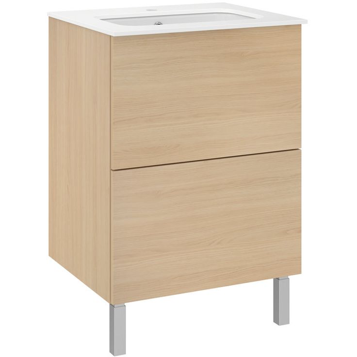 Allaskaappi altaalla Temal Ilona 2, 61x50x90 cm, vaalea tammi