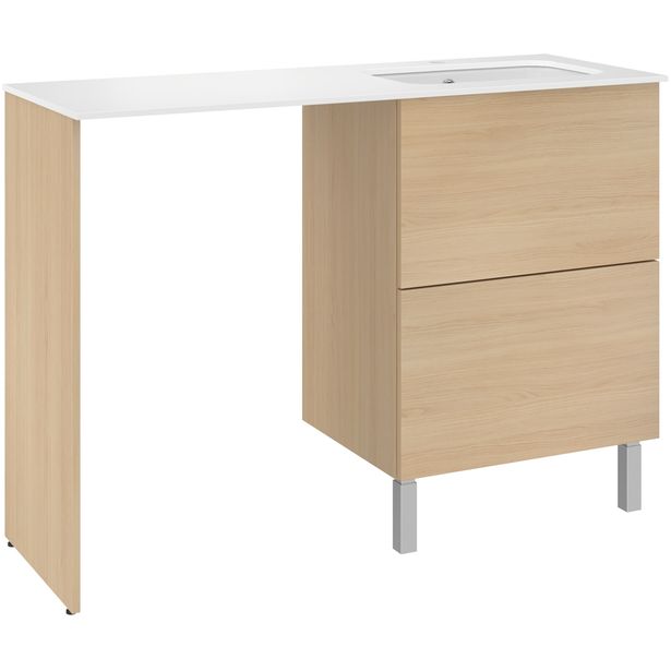 Allaskaappi altaalla Temal Ilona 3, allas oikealla, 125x45x90 cm, vaalea tammi