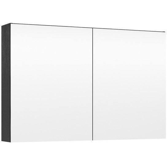 Peilikaappi LED-valolla Temal Choice, 100cm, 2 ovea, pistorasia vasen, musta puu