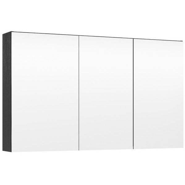 Peilikaappi LED-valolla Temal Choice, 110cm, 3 ovea, pariovet oikea, pistorasia vasen, musta puu
