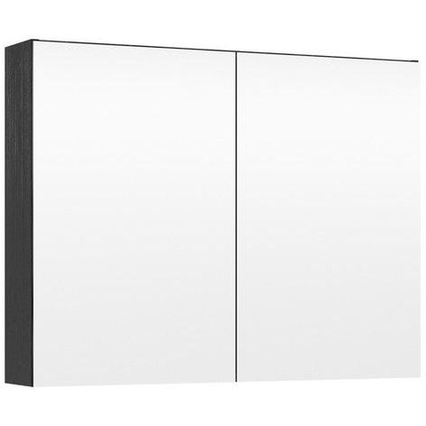 Peilikaappi LED-valolla Temal Choice, 85cm, 2 ovea, pistorasia oikea, musta puu
